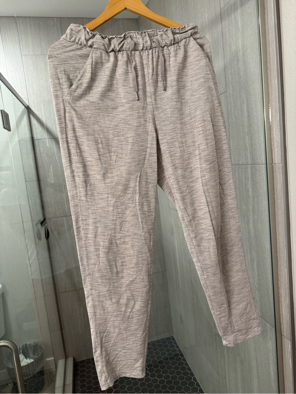 lululemon athletica Heathered Light Gray Joggers with Drawstring Waist